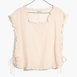 Madewell Ruffled Side-Tie Top in Pink Stripe